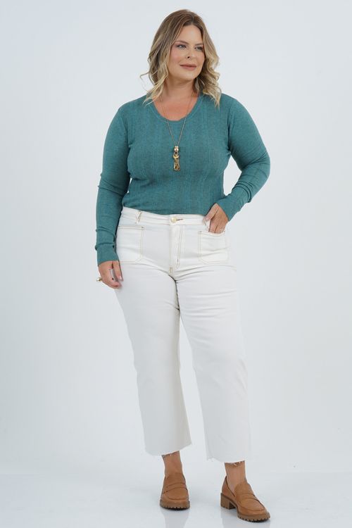 Blusa Tricot Plus Size Relacionamento Manga Longa