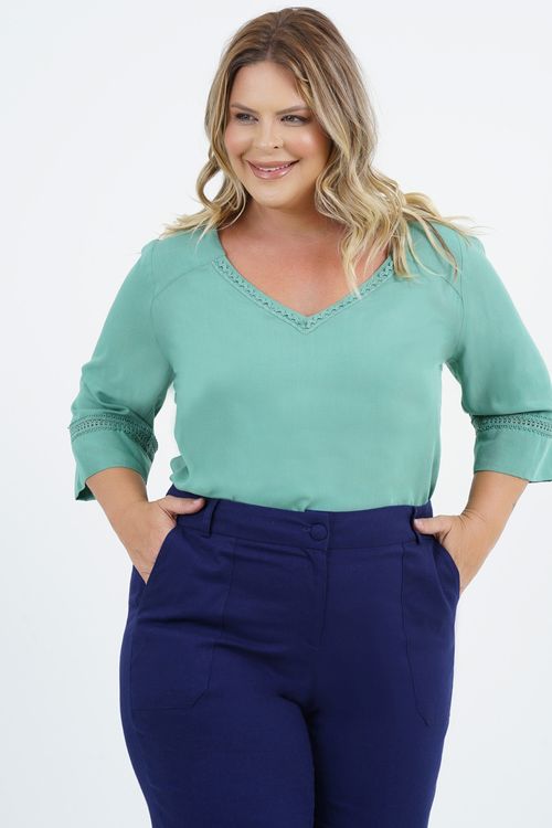 Blusa Plus Size Sustentável Manga 3/4