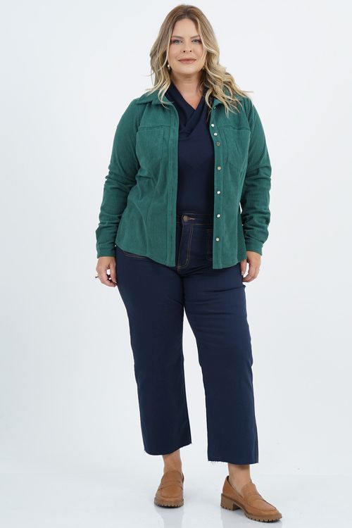 Camisa Veludo Plus Size Entardecer Manga Longa
