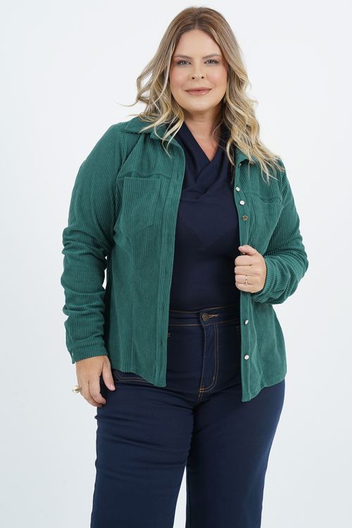 Camisa Veludo Plus Size Entardecer Manga Longa