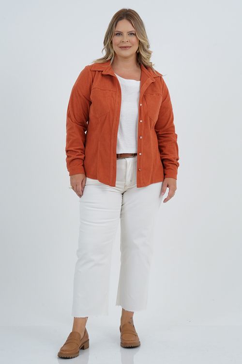 Camisa Veludo Plus Size Entardecer Manga Longa