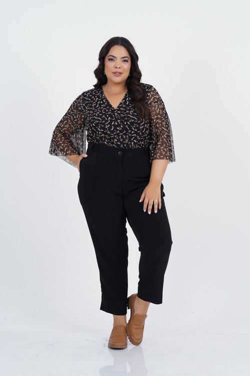 Blusa Plus Size Intenso Manga 3/4 Tule