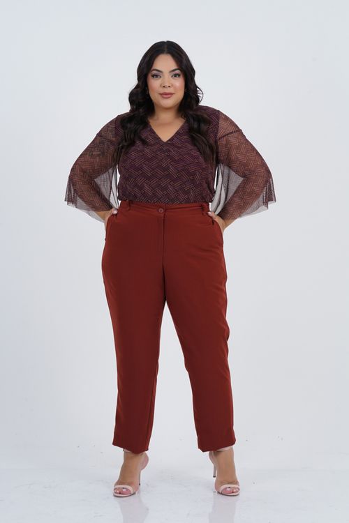 Blusa Plus Size Intenso Manga 3/4 Tule