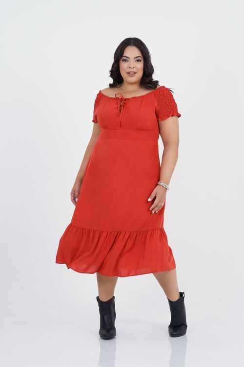 Vestido Plus Size Disposição Midi