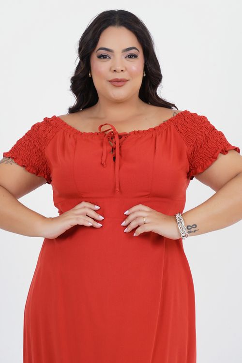 Vestido Plus Size Disposição Midi