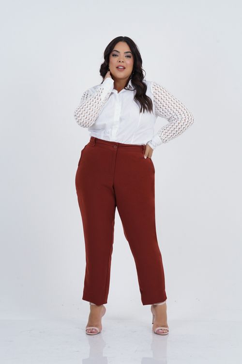 Camisa Renda Plus Size Alma Manga Longa