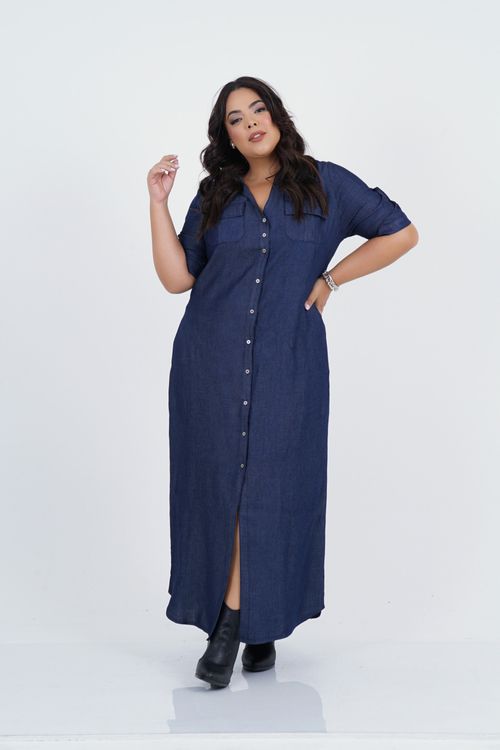 Vestido Plus Size Libertar Longo Jeans