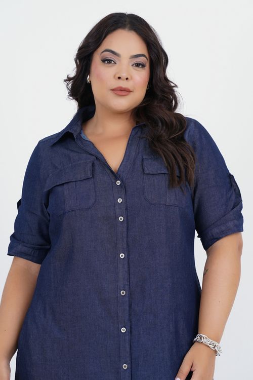 Vestido Plus Size Libertar Longo Jeans