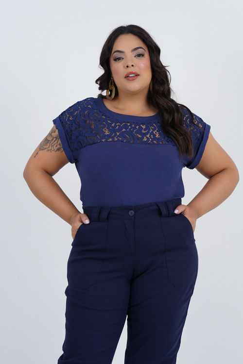 Blusa Plus Size Plenitude Manga Curta
