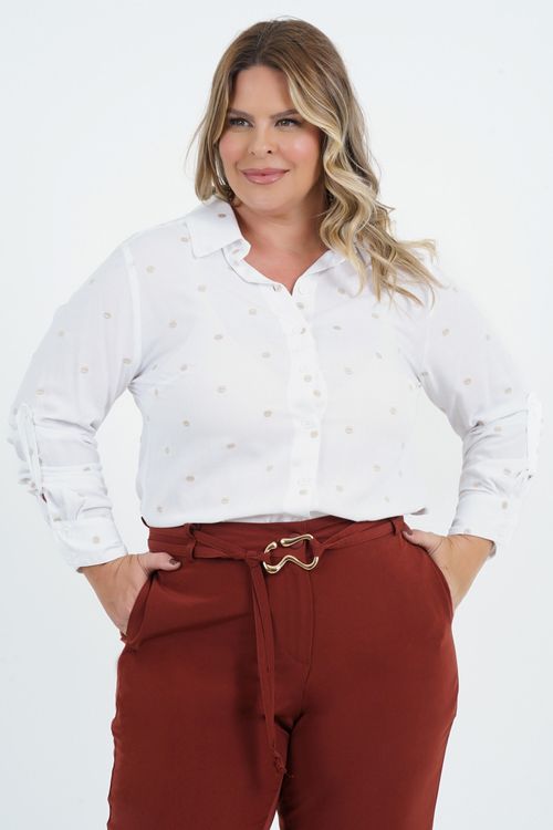 Camisa Plus Size Bella Gentileza Manga Longa