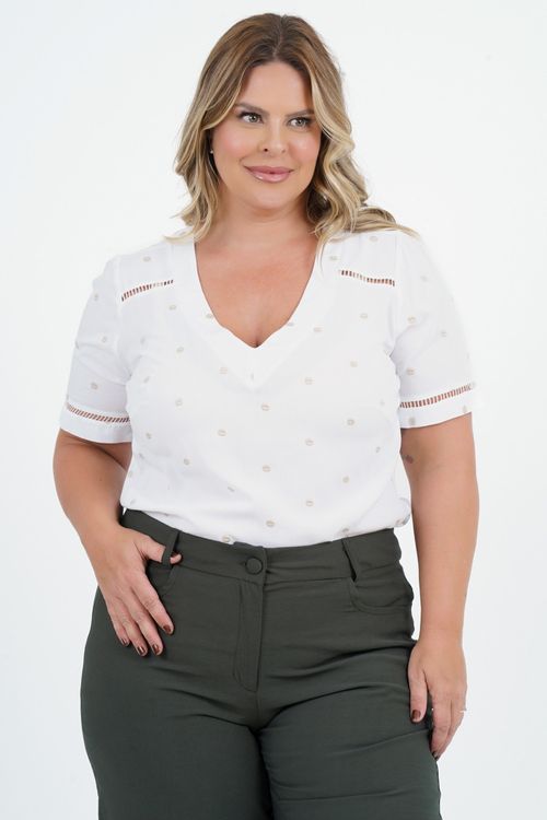 Blusa Plus Size Bella Prosperidade Manga Curta