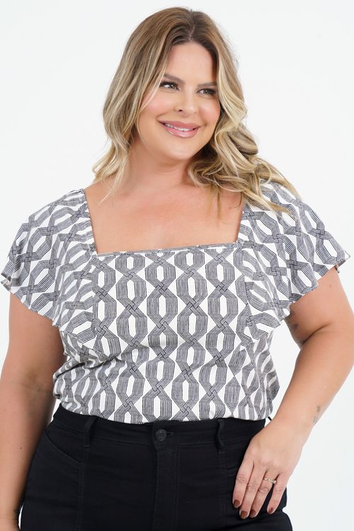 Blusa Plus Size Meiguice Manga Curta