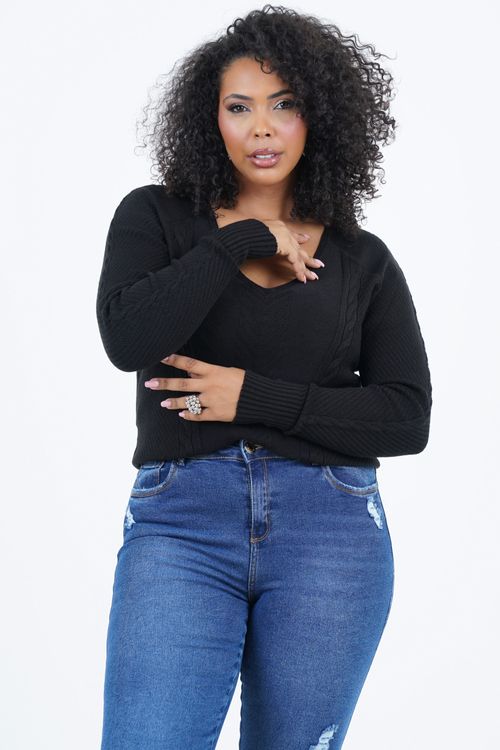 Blusa Tricot Plus Size Sonho Manga Longa