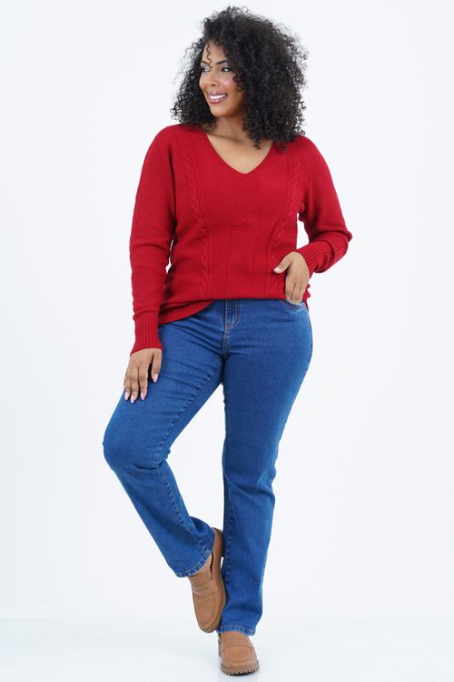 Blusa Tricot Plus Size Sonho Manga Longa