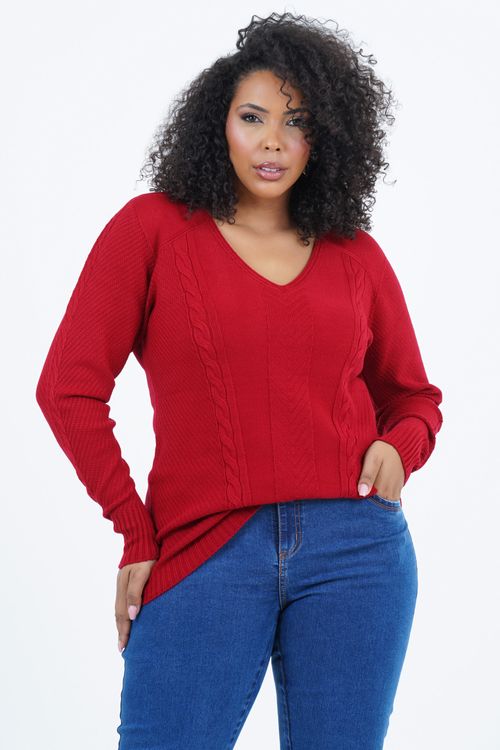 Blusa Tricot Plus Size Sonho Manga Longa