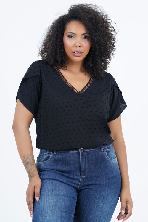 Blusa Plus Size Sereno Manga Curta