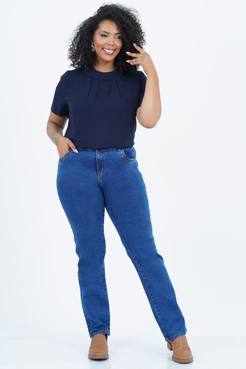 Blusa Jacquard Plus Size Conhecer Manga Curta