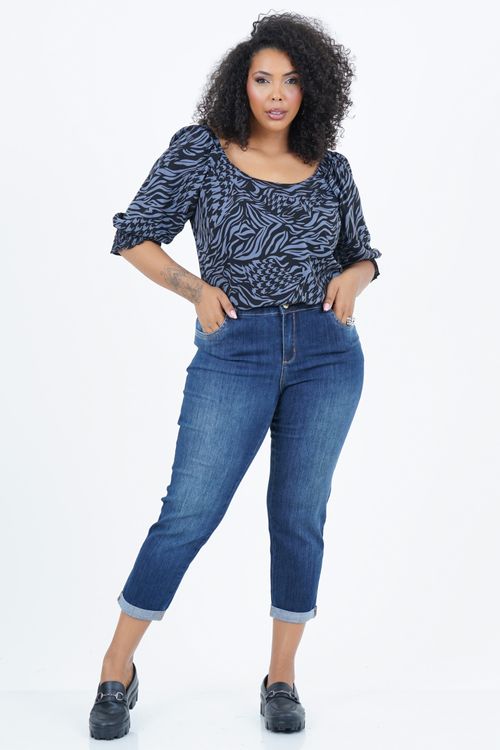 Calça Cropped Plus Size Amadurecimento Jeans