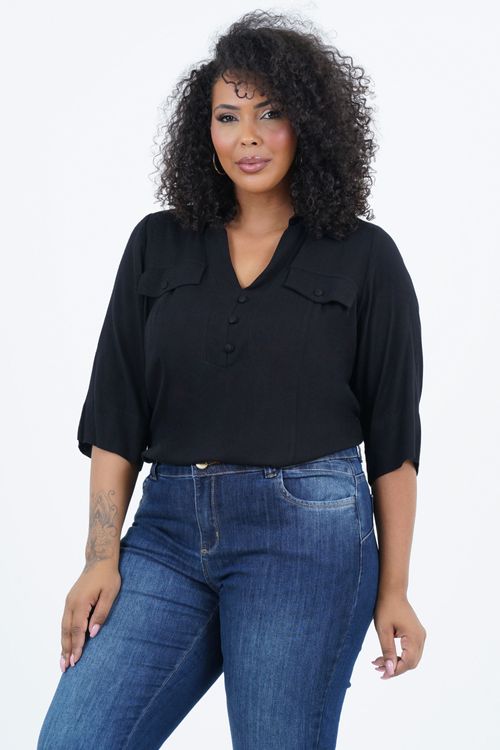 Blusa Plus Size Bem-Estar Manga 3/4