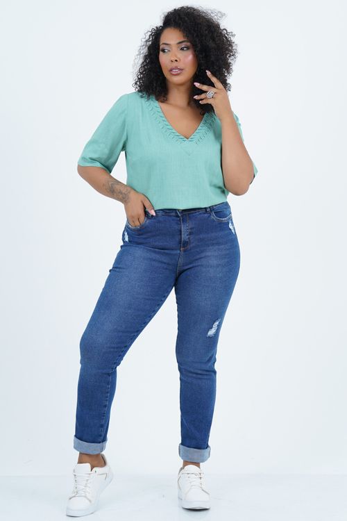 Blusa Plus Size Confortável Manga 3/4