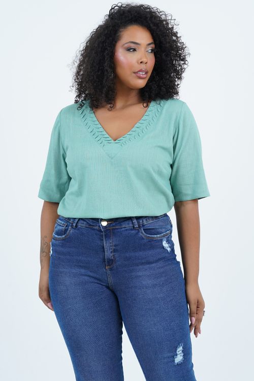 Blusa Plus Size Confortável Manga 3/4