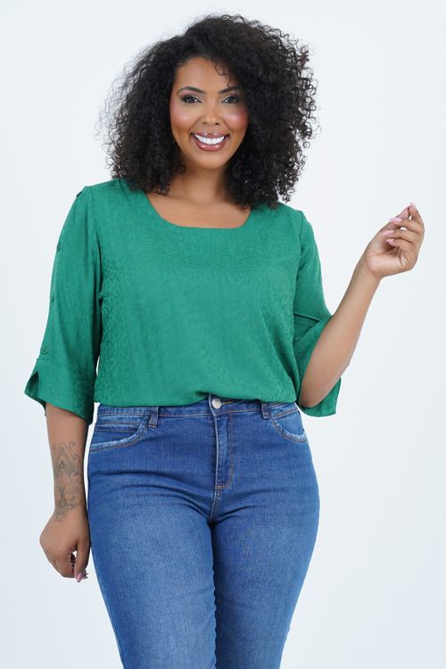 Blusa Plus Size Abundância Manga 3/4