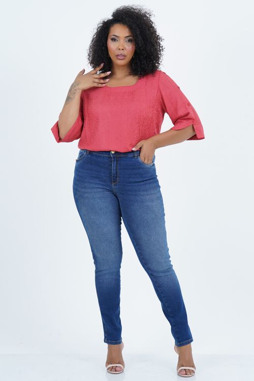 Blusa Plus Size Abundância Manga 3/4