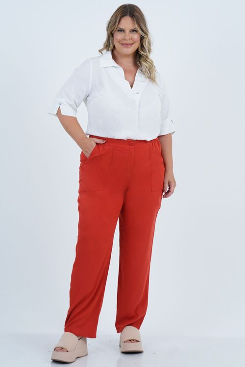 Camisa Plus Size Feminino Manga 3/4 Linho Idéias