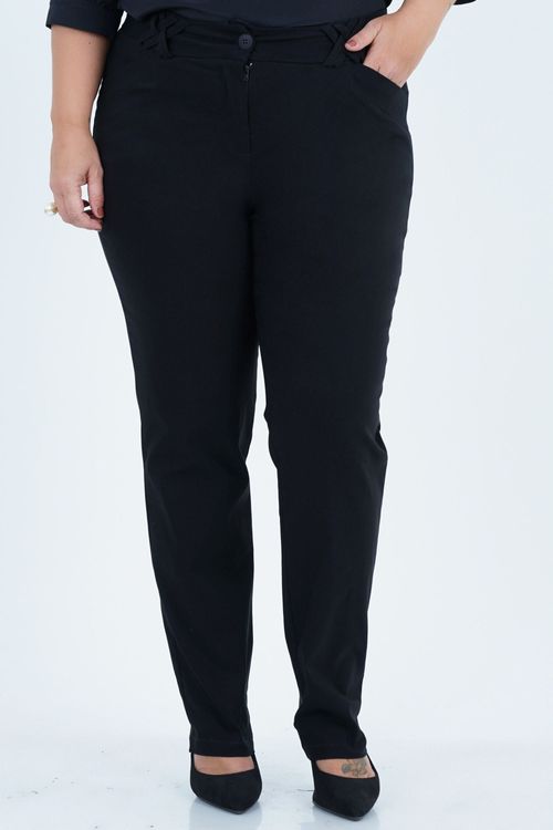 Calça Plus Size Feminino Reta Trançado