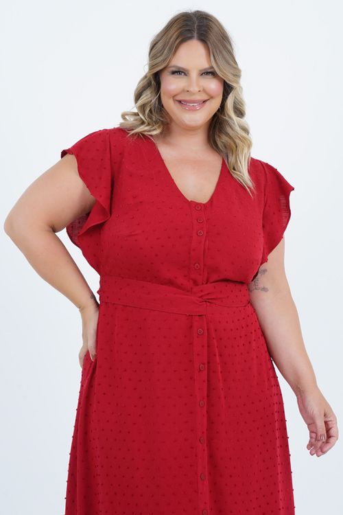 Vestido Plus Size Feminino Midi Cruzado