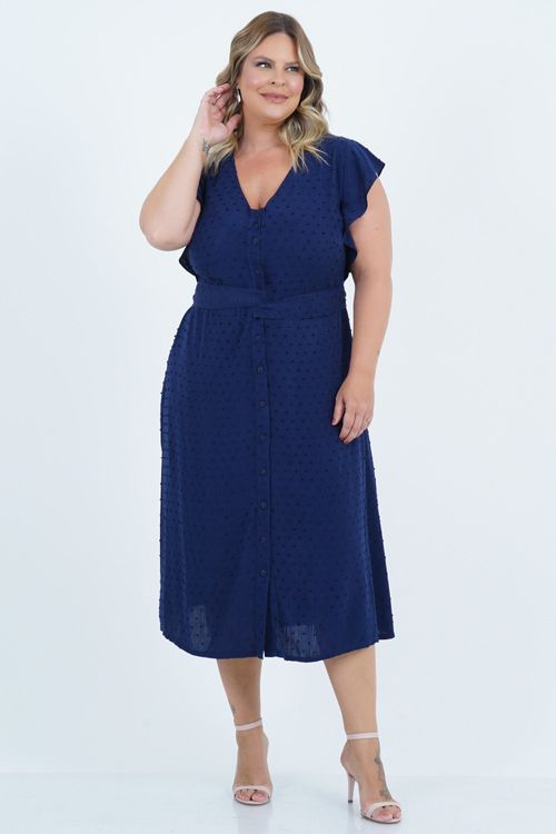 Vestido Plus Size Feminino Midi Cruzado