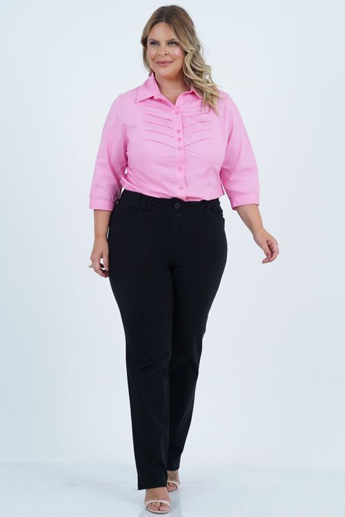 Camisa Plus Size Feminino Manga 3/4 Pregas