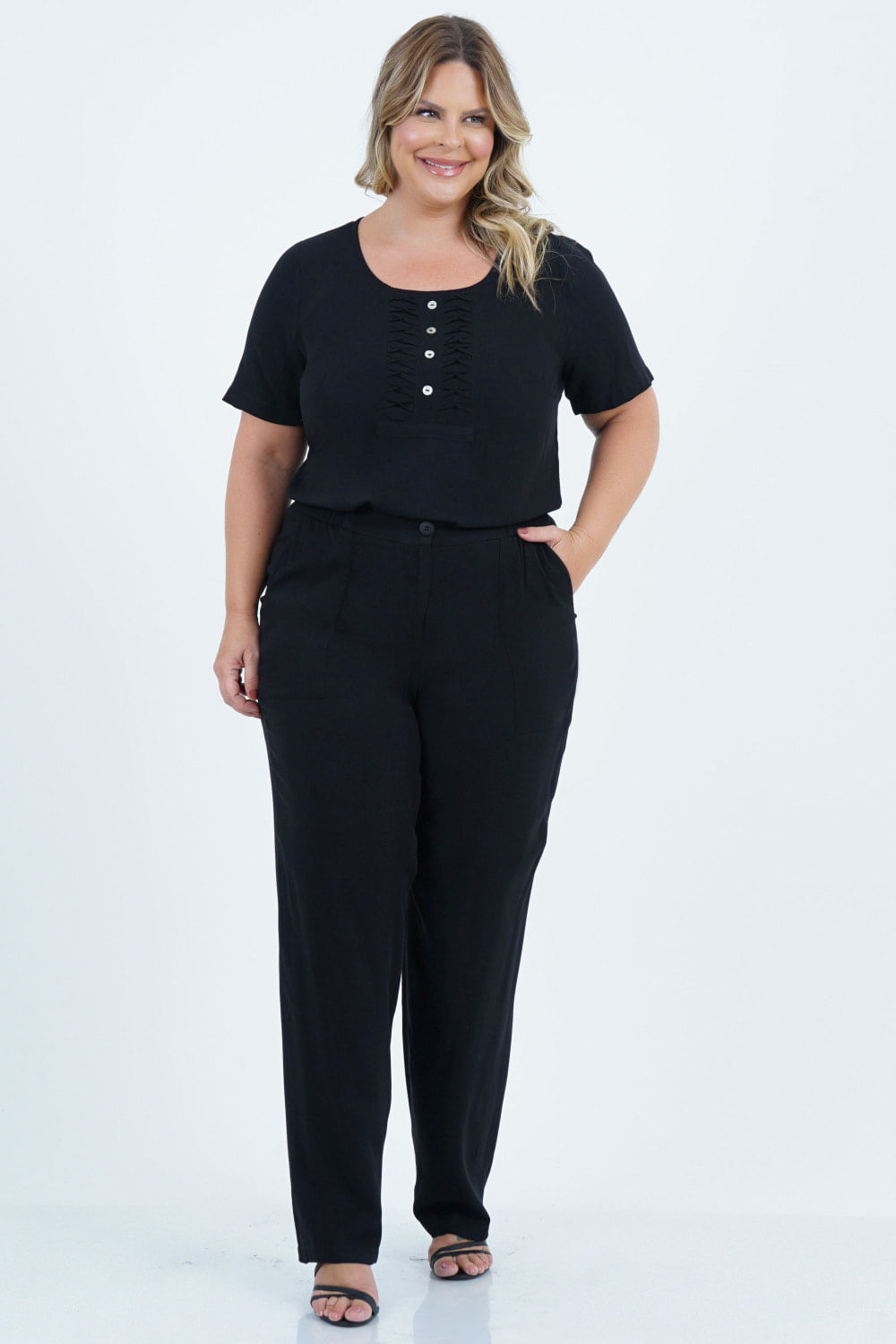 Blusa Plussize Feminino Manga Curta Origami