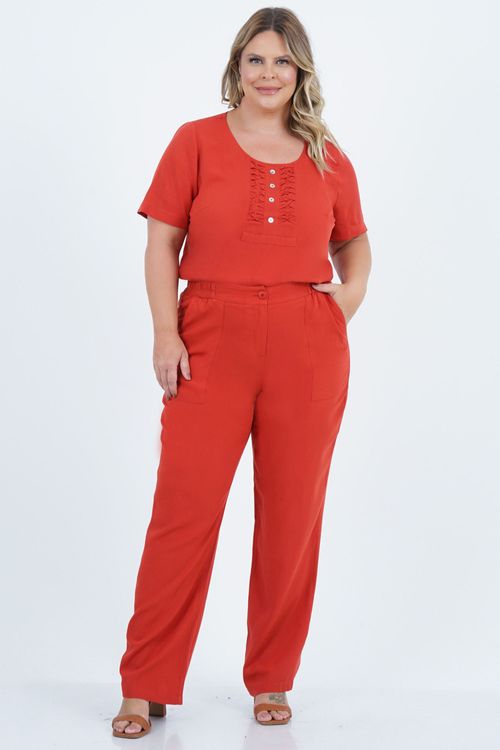 Blusa Plussize Feminino Manga Curta Origami