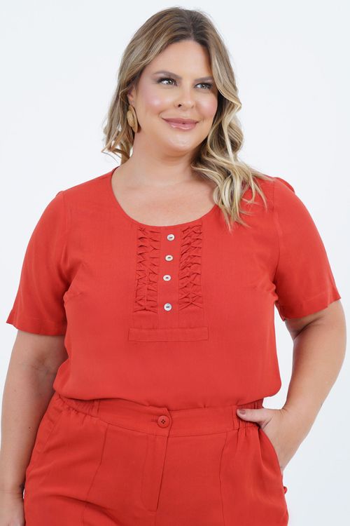 Blusa Plussize Feminino Manga Curta Origami
