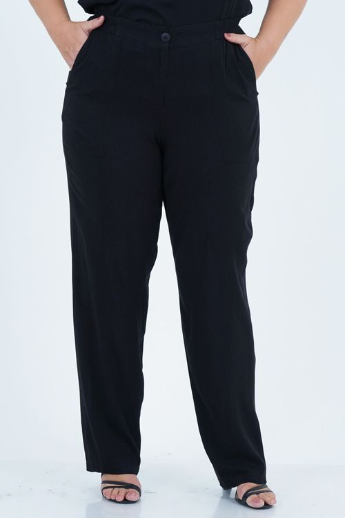 Calça Plus Size Feminino Reta Origami
