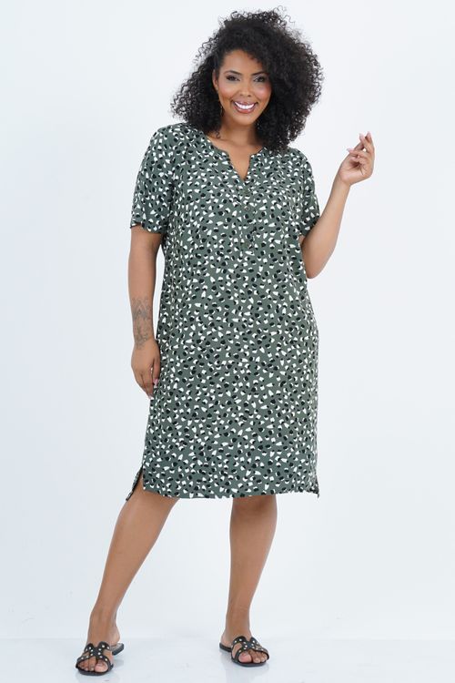 Vestido Plus Size Feminino Médio Camuflado