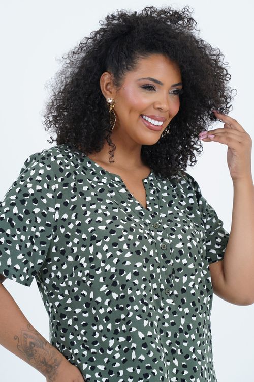 Vestido Plus Size Feminino Médio Camuflado