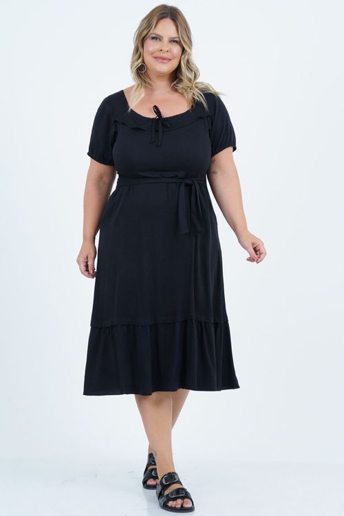 Vestido Plus Size Feminino Midi Romantico