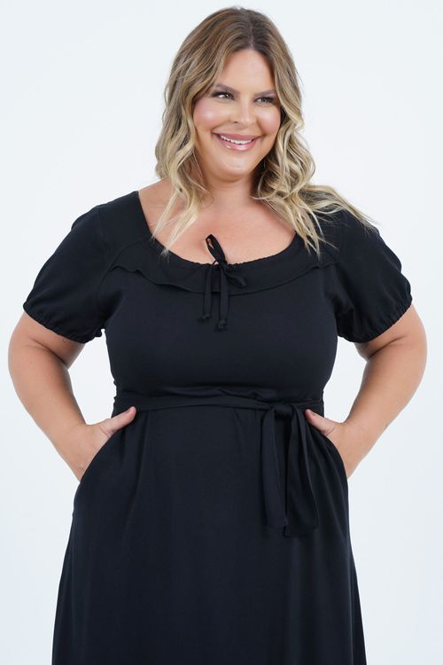 Vestido Plus Size Feminino Midi Romantico