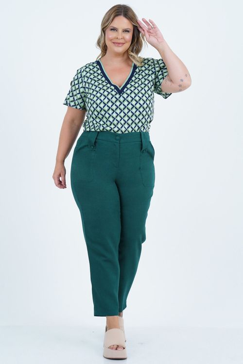 Blusa Plus Size Feminino Manga Curta Gráfico