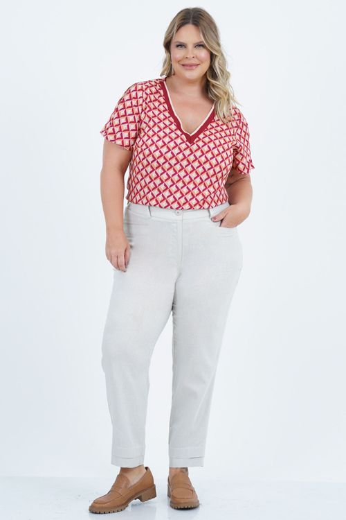 Blusa Plus Size Feminino Manga Curta Gráfico