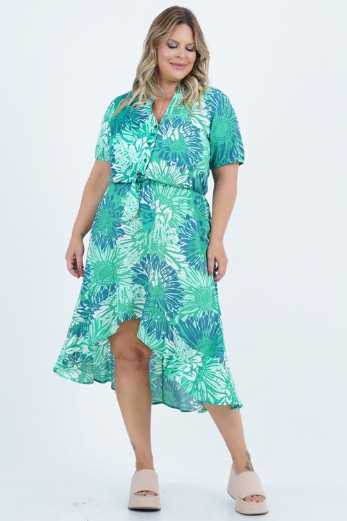 Vestido Plus Size Feminino Midi Piscina