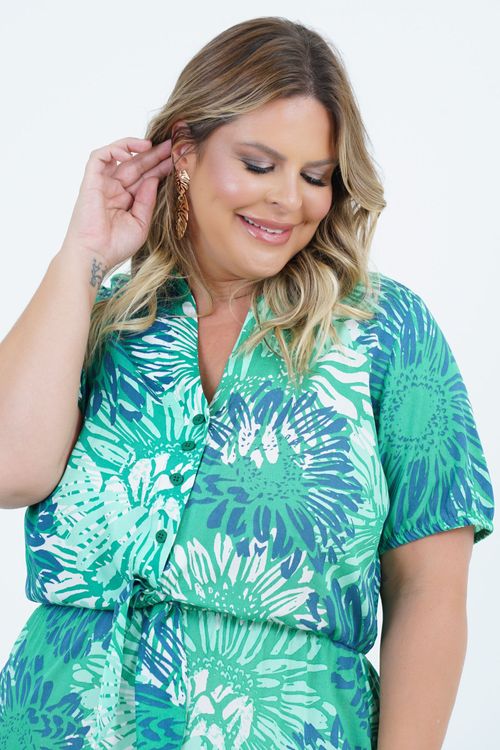 Vestido Plus Size Feminino Midi Piscina