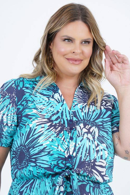 Vestido Plus Size Feminino Midi Piscina