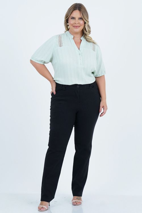 Blusa Plus Size Feminino Manga Curta Menta