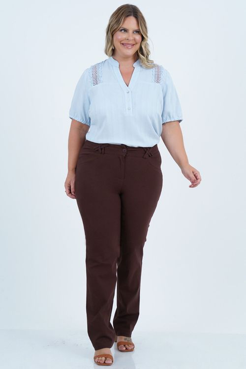 Blusa Plus Size Feminino Manga Curta Menta