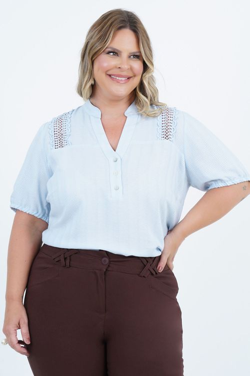 Blusa Plus Size Feminino Manga Curta Menta