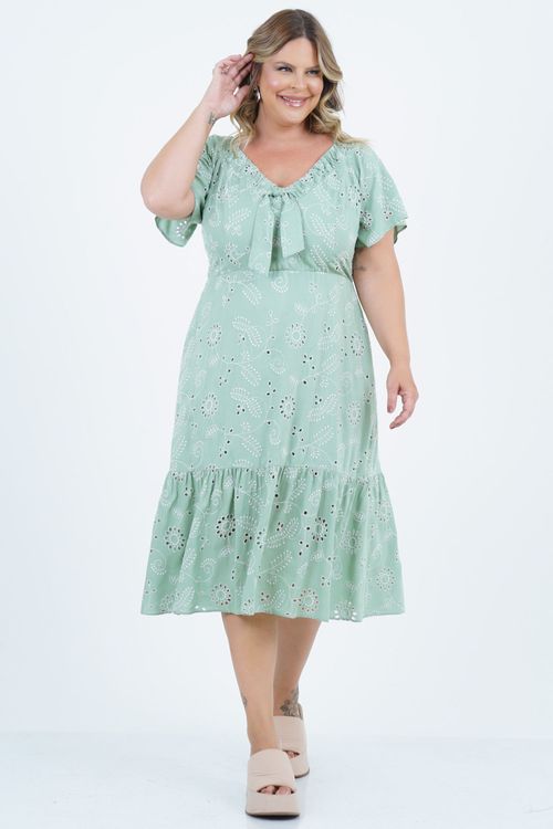 Vestido Plus Size Feminino Midi Laise Calêndula