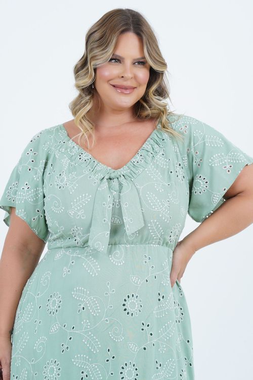 Vestido Plus Size Feminino Midi Laise Calêndula